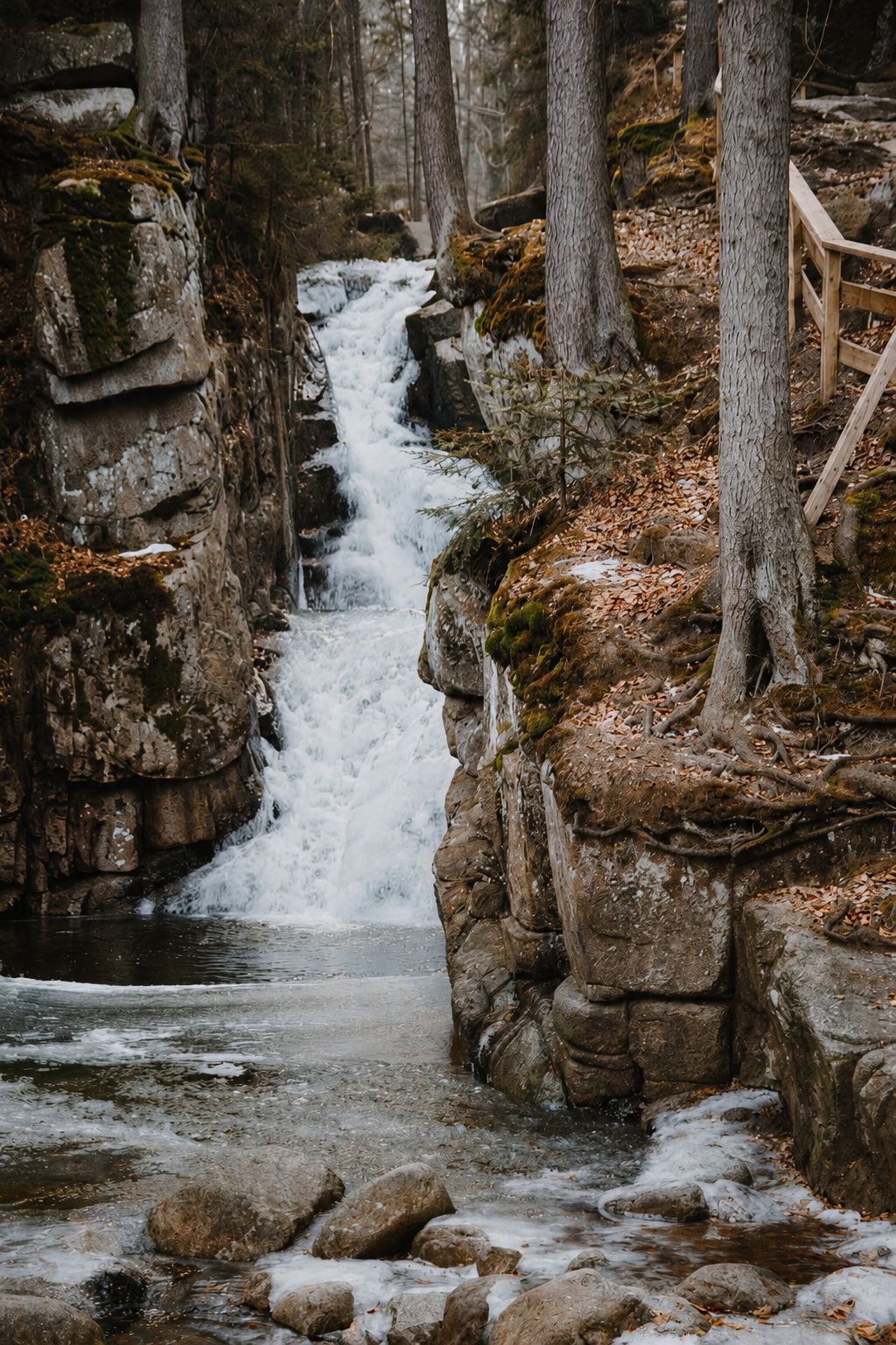 Frozen waterfall in Przesieka